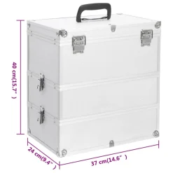 vidaXL Make-up koffer 37x24x40 cm aluminium zilverkleurig