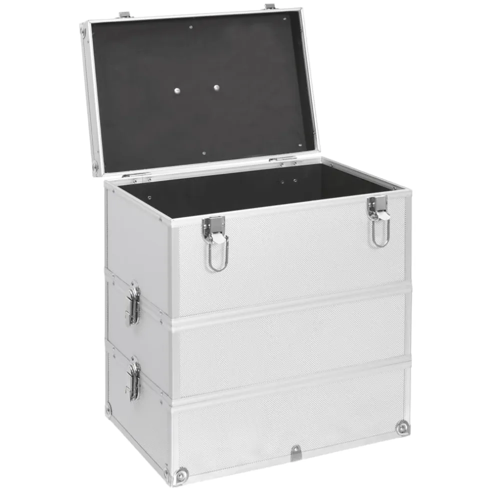 vidaXL Make-up koffer 37x24x40 cm aluminium zilverkleurig
