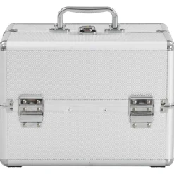 vidaXL Make-up koffer 22x30x21 cm aluminium zilverkleurig