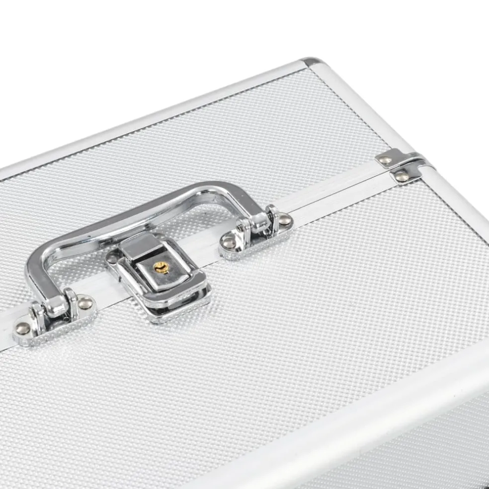 vidaXL Make-up koffer 22x30x21 cm aluminium zilverkleurig