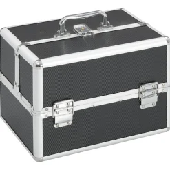 vidaXL Make-up koffer 22x30x21 cm aluminium zwart