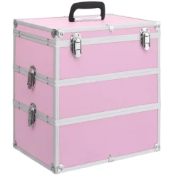 vidaXL Make-up koffer 37x24x40 cm aluminium roze