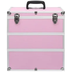 vidaXL Make-up koffer 37x24x40 cm aluminium roze