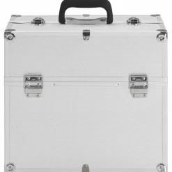 vidaXL Make-up koffer 38x23x34 cm aluminium zilverkleurig
