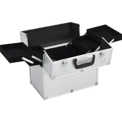 vidaXL Make-up koffer 38x23x34 cm aluminium zilverkleurig