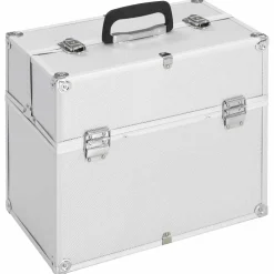 vidaXL Make-up koffer 38x23x34 cm aluminium zilverkleurig