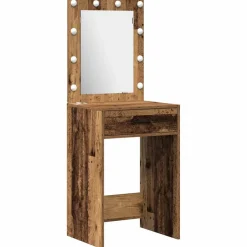 vidaXL Make-up tafel set met LED 2 st Oudhout Bewerkt hout