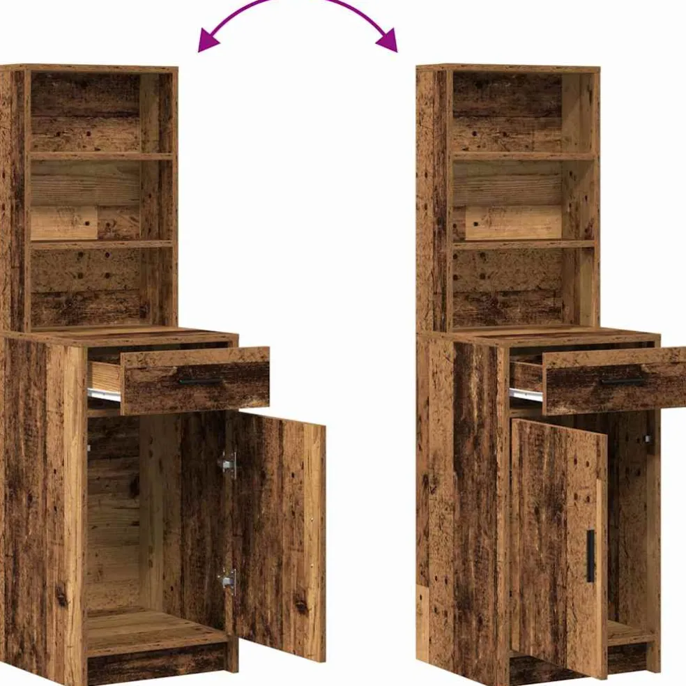 vidaXL Make-up tafel set met LED 2 st Oudhout Bewerkt hout