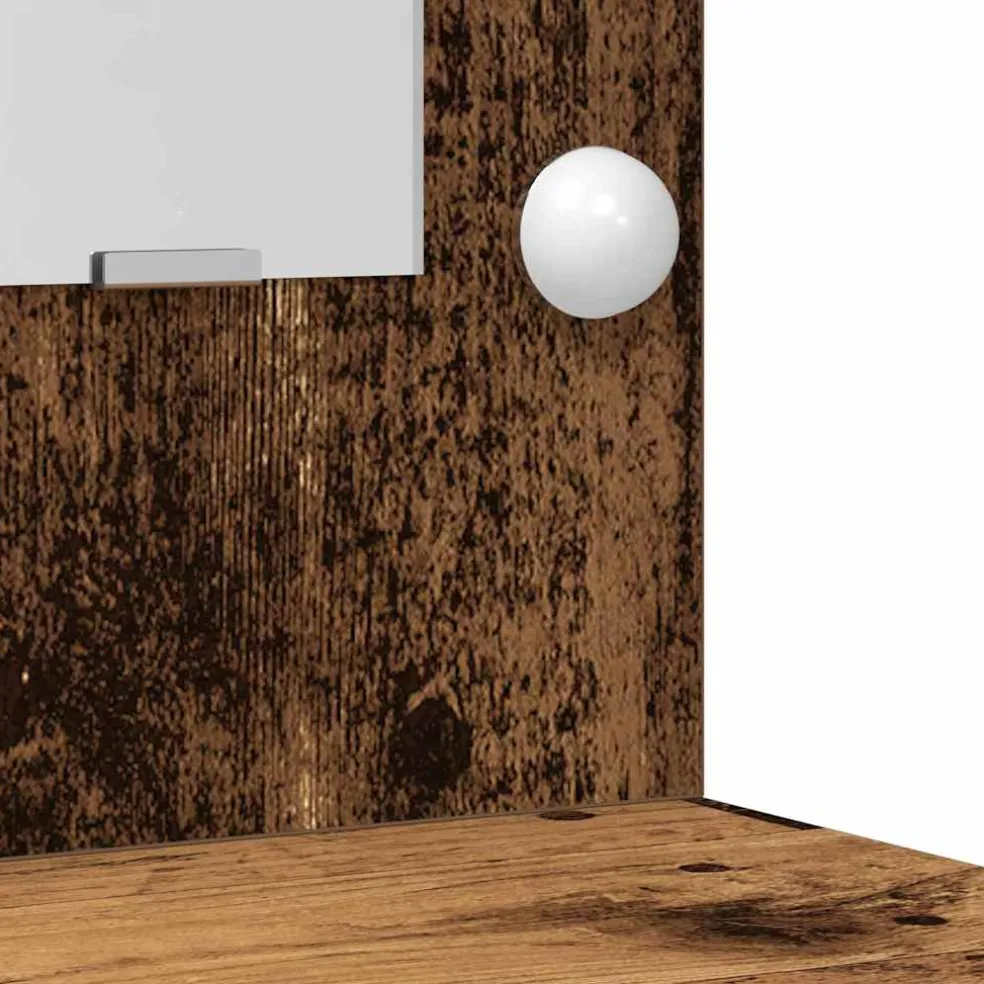 vidaXL Make-up tafel set met LED 2 st Oudhout Bewerkt hout