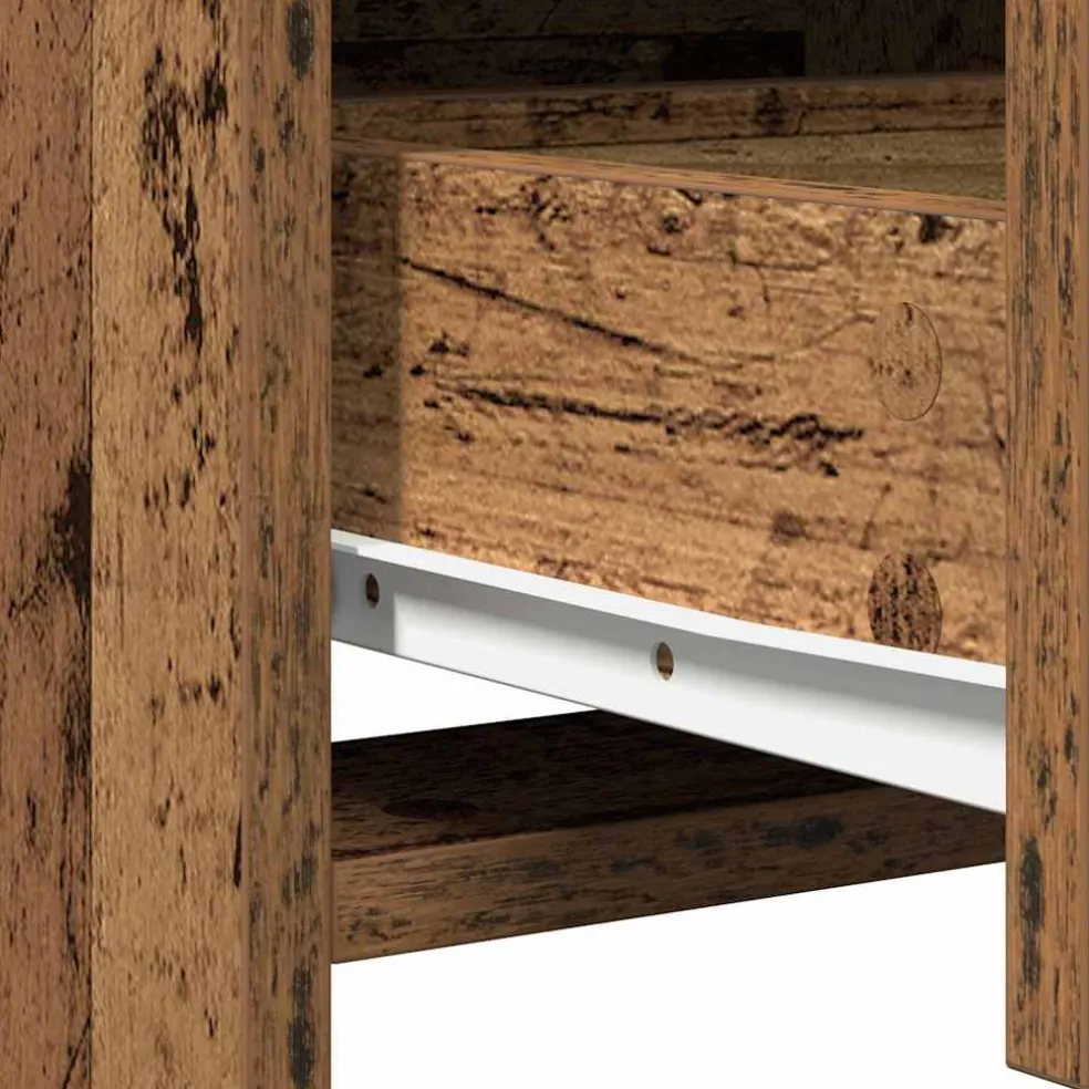 vidaXL Make-up tafel set met LED 2 st Oudhout Bewerkt hout