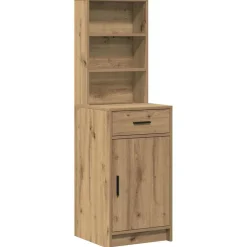 vidaXL Make-up tafel set met LED 3 st Artisan Eiken Bewerkt hout