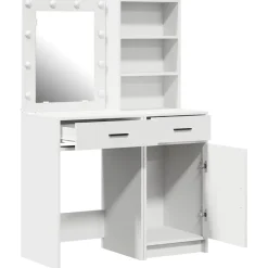 vidaXL Make-up tafel set met LED 2 st Wit Bewerkt hout