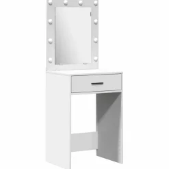 vidaXL Make-up tafel set met LED 2 st Wit Bewerkt hout