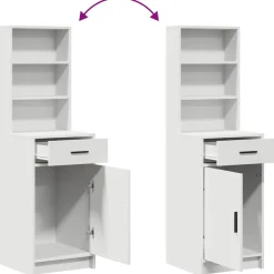vidaXL Make-up tafel set met LED 2 st Wit Bewerkt hout