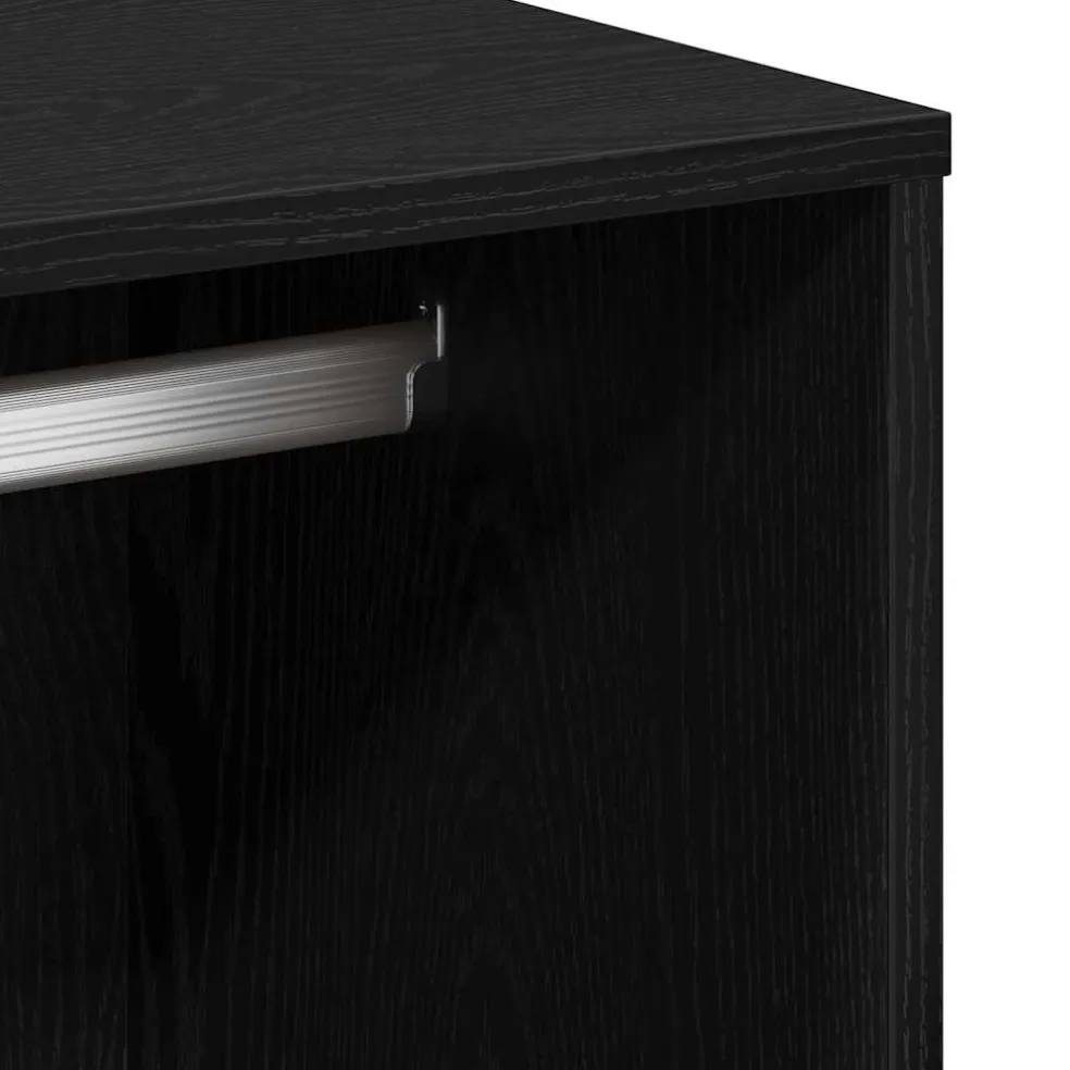 vidaXL Make-up tafel set met LED 4 st Zwart Eiken Bewerkt hout