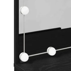 vidaXL Make-up tafel set met LED 4 st Zwart Eiken Bewerkt hout
