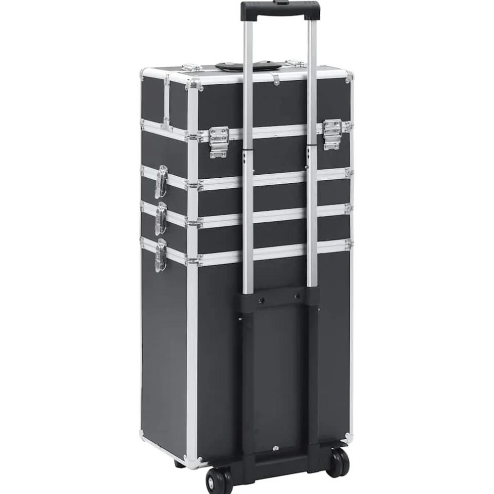 vidaXL Make-up trolley aluminium zwart
