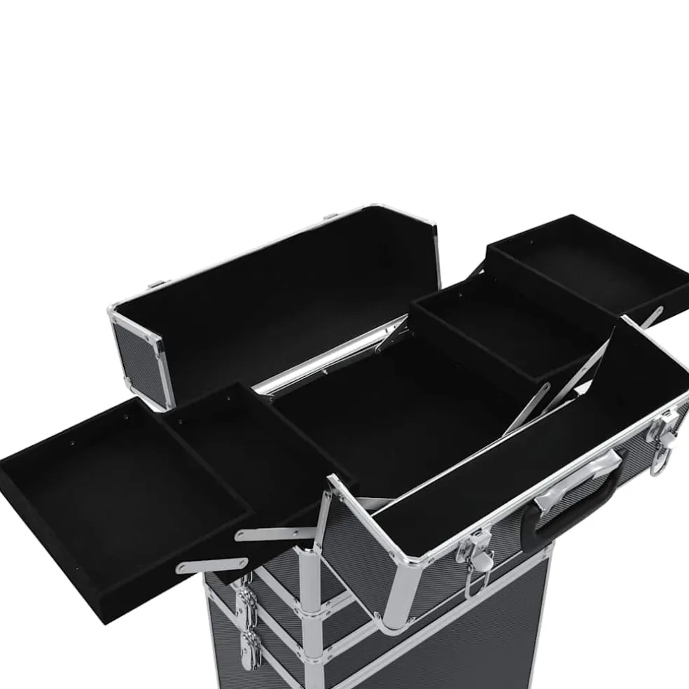 vidaXL Make-up trolley aluminium zwart