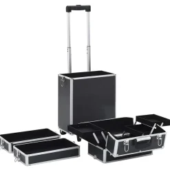 vidaXL Make-up trolley aluminium zwart