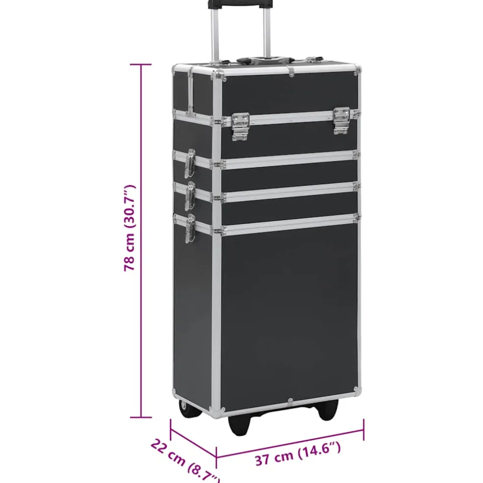 vidaXL Make-up trolley aluminium zwart