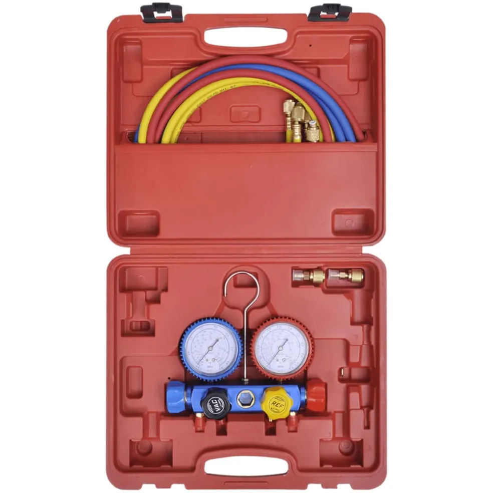 vidaXL Manometer 4-richtingen set in opbergkoffer