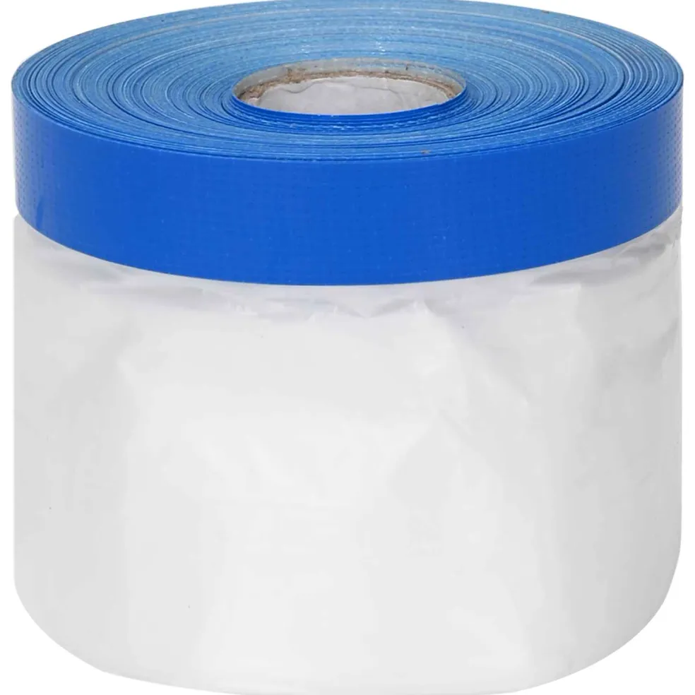 vidaXL Maskerende film met tape 6 st Transparant en Blauw 30 x 2000 cm