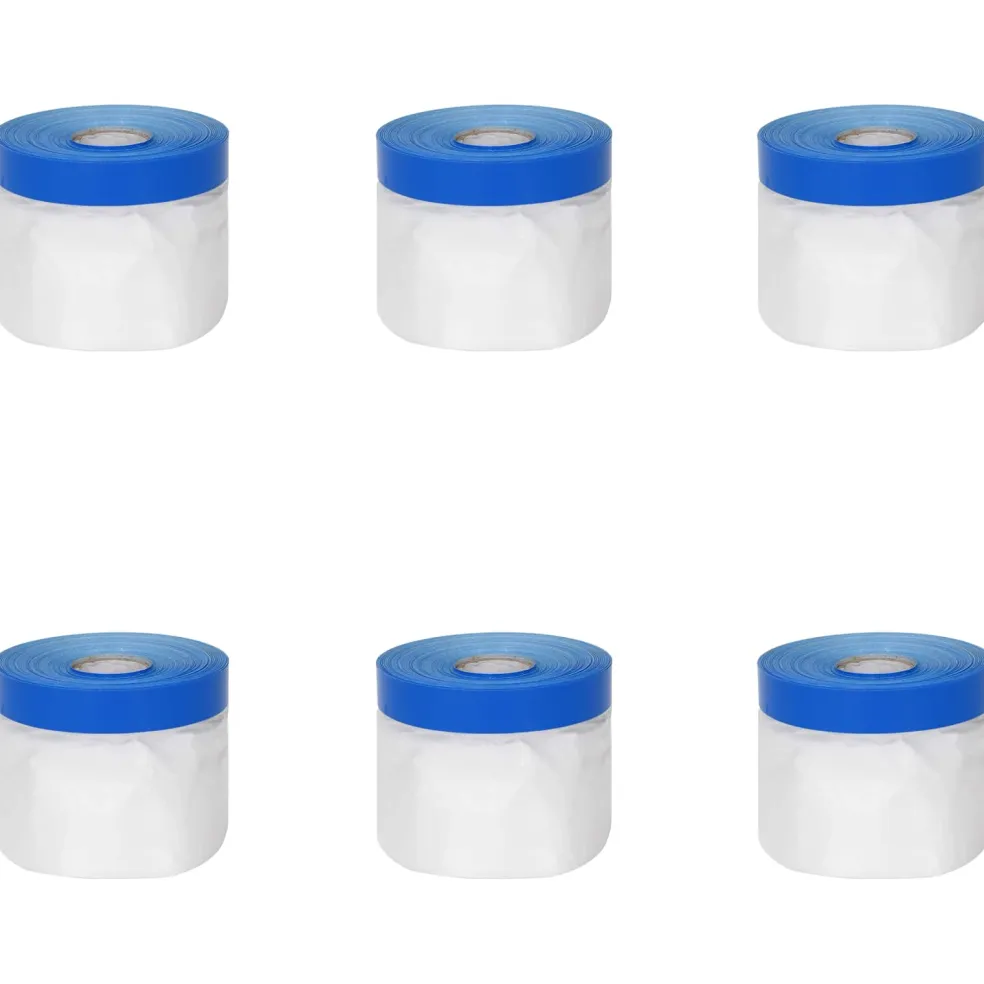 vidaXL Maskerende film met tape 6 st Transparant en Blauw 30 x 2000 cm