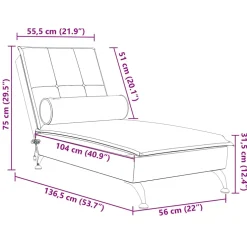 vidaXL Massage chaise longue met bolster fluweel roze