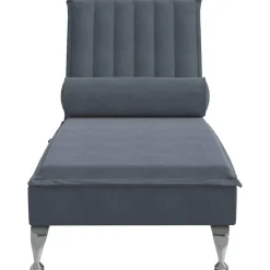 vidaXL Massage chaise longue met bolster fluweel donkergrijs