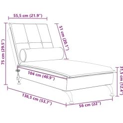 vidaXL Massage chaise longue met bolster fluweel wijnrood