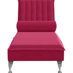 vidaXL Massage chaise longue met bolster fluweel wijnrood