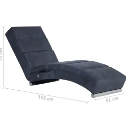 vidaXL Massage chaise longue kunstsuède grijs