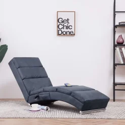 vidaXL Massage chaise longue kunstsuède grijs