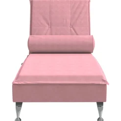 vidaXL Massage chaise longue met bolster fluweel roze