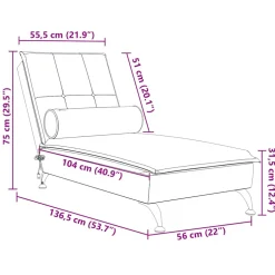 vidaXL Massage chaise longue met bolster fluweel roze