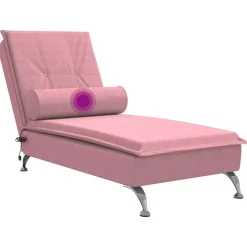 vidaXL Massage chaise longue met bolster fluweel roze