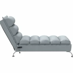 vidaXL Massage chaise longue met kussens stof lichtgrijs