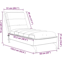 vidaXL Massage chaise longue met kussens stof lichtgrijs