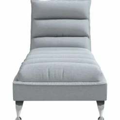 vidaXL Massage chaise longue met kussens stof lichtgrijs