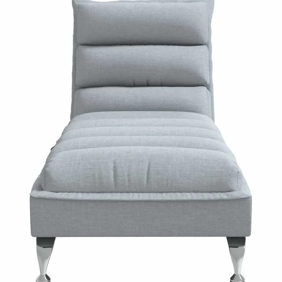 vidaXL Massage chaise longue met kussens stof lichtgrijs