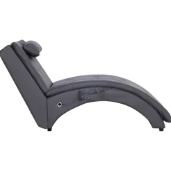 vidaXL Massage chaise longue met kussen kunstleer grijs