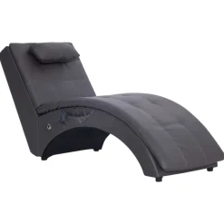 vidaXL Massage chaise longue met kussen kunstleer grijs