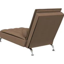 vidaXL Massage chaise longue met bolster stof bruin