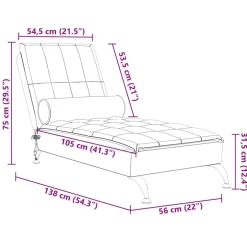 vidaXL Massage chaise longue met bolster stof bruin