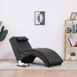 vidaXL Massage chaise longue met kussen kunstleer zwart