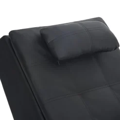 vidaXL Massage chaise longue met kussen kunstleer zwart