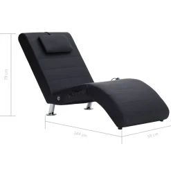 vidaXL Massage chaise longue met kussen kunstleer zwart