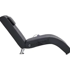 vidaXL Massage chaise longue met kussen kunstleer zwart
