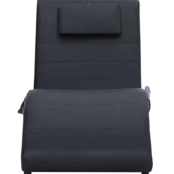 vidaXL Massage chaise longue met kussen kunstleer zwart