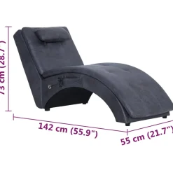 vidaXL Massage chaise longue met kussen kunstsuède grijs